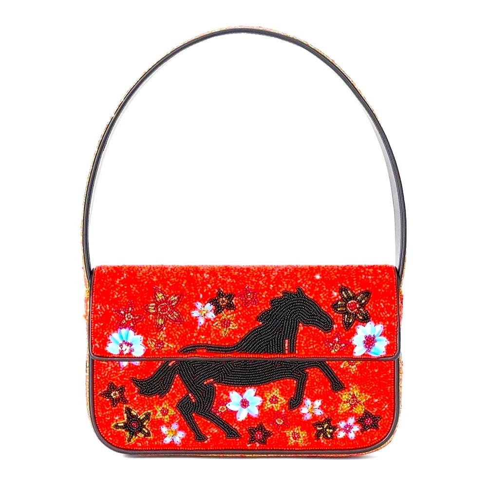 STAUD BEADED TOMMY BAG HORSE - Picture 1 of 9